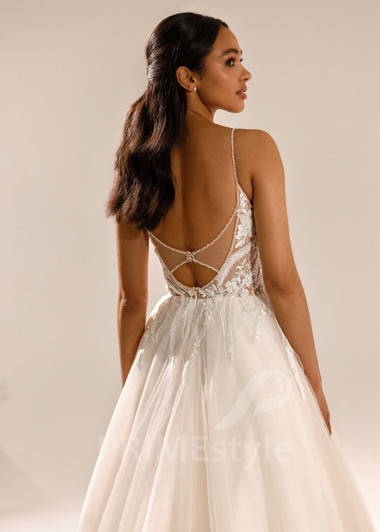 Jednoduché svadobné šaty na ramienka Ophelia - primestyle.sk