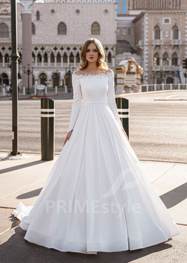 Elegantné hladké svadobné šaty Katrine