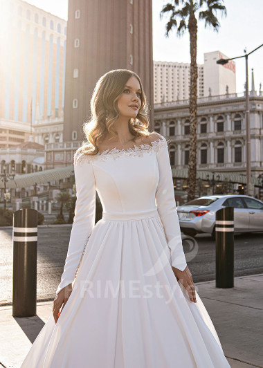 Elegantné hladké svadobné šaty Katrine - primestyle.sk