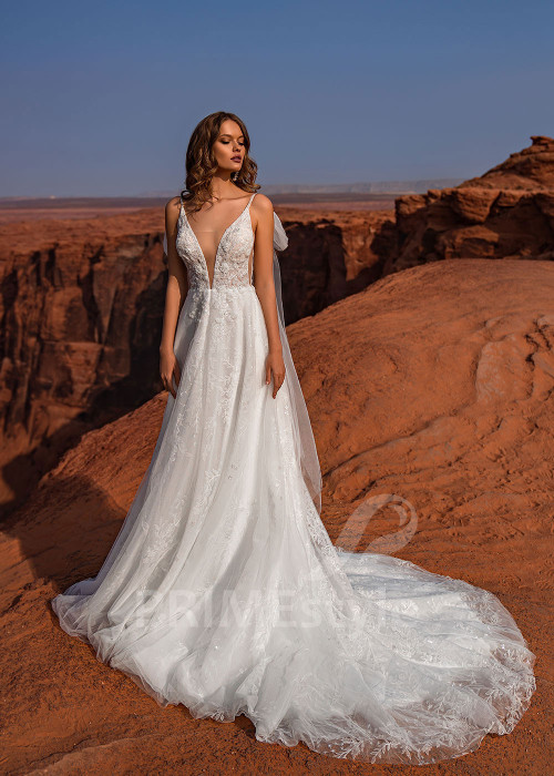 Luxusné celočipkované svadobné šaty Stella