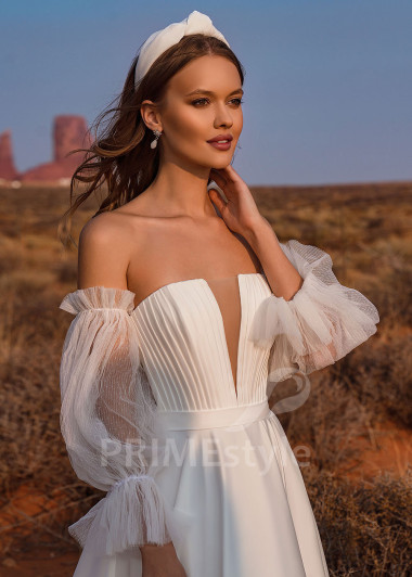 Exkluzívne hladké svadobné šaty Amanda - primestyle.sk