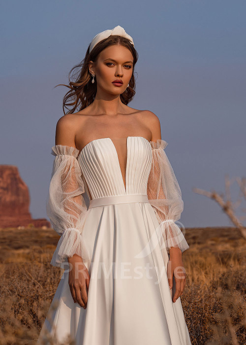 Exkluzívne hladké svadobné šaty Amanda