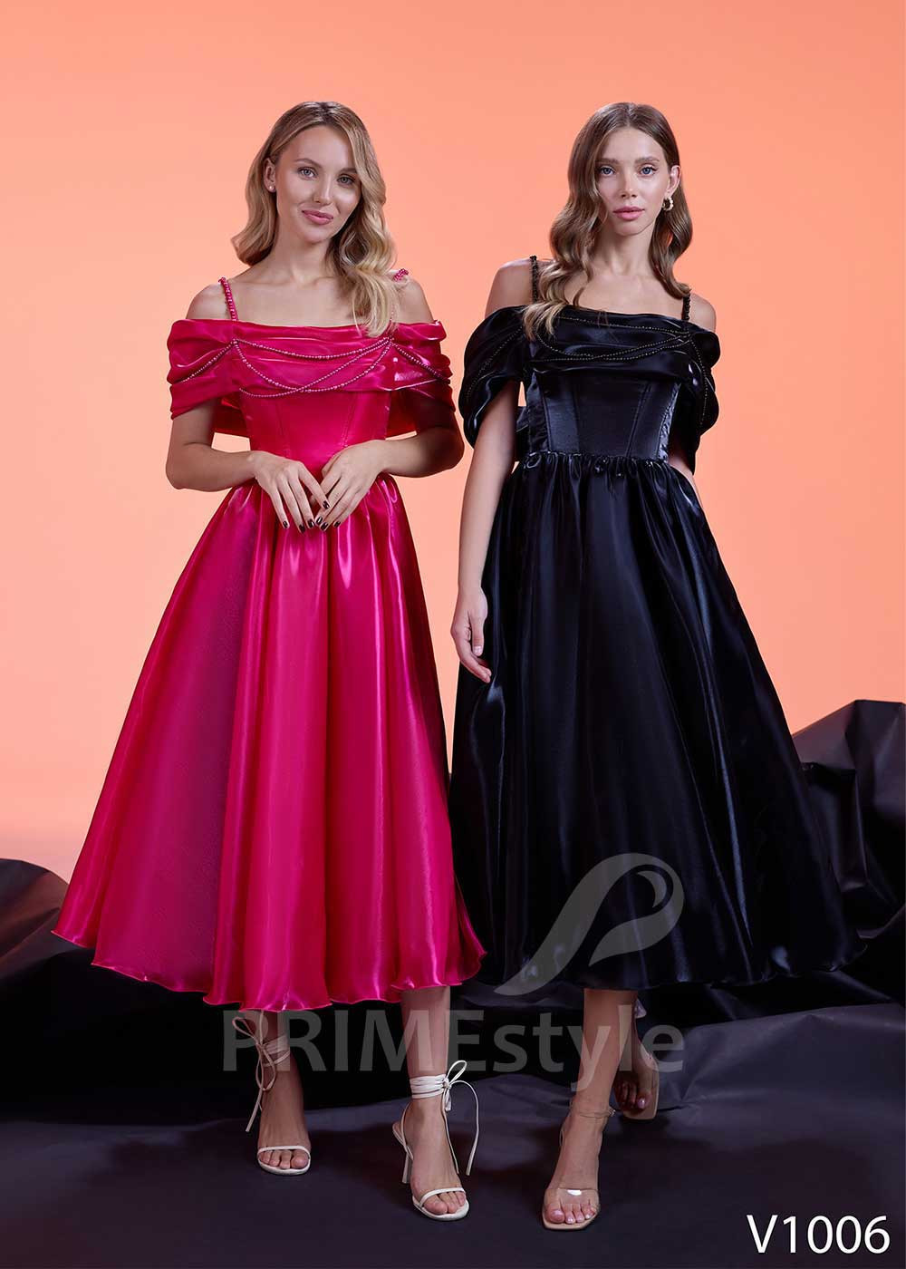 Elegantné midi spoločenské šaty RS1006