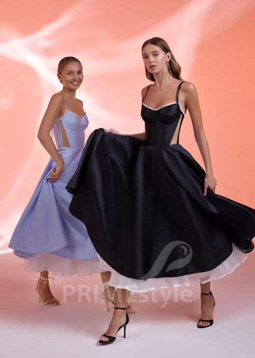 Moderné midi spoločenské šaty RS1010