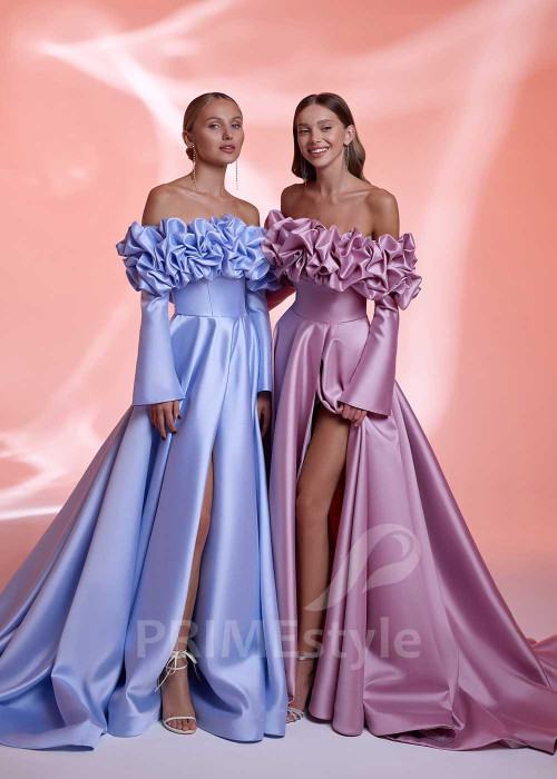 Plesové šaty s dlhým rukávom RS1011