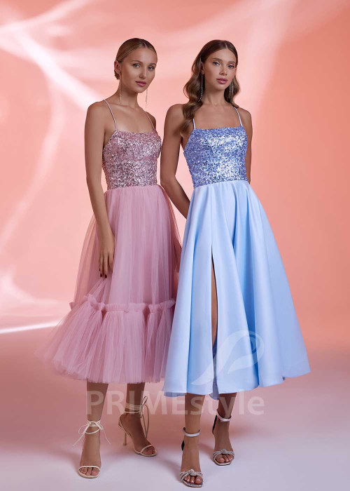 Trblietavé midi spoločenské šaty RS1030