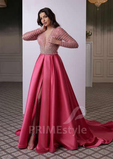 Saténové šaty na ples RC2604