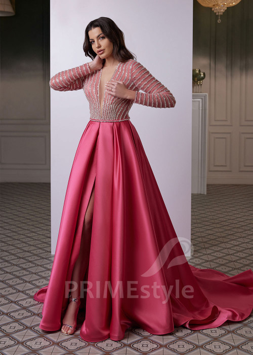 Saténové šaty na ples RC2604