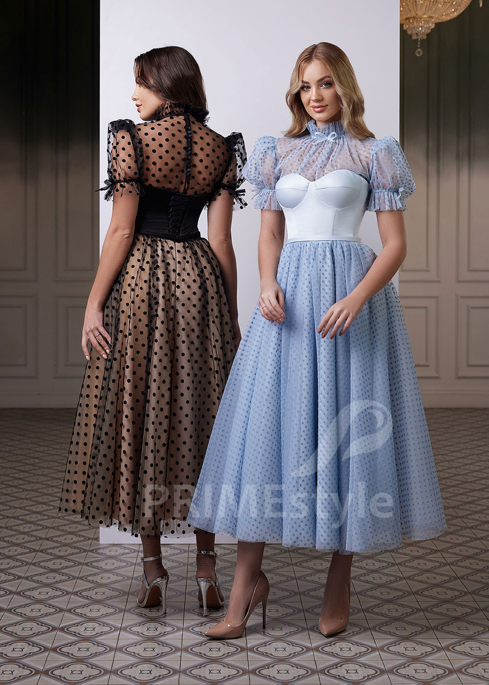 Elegantné midi večerné šaty RC2614