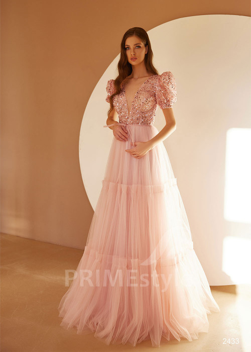 Tylové popolnočné šaty RC2433