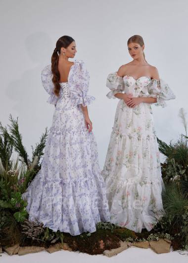 Kvetované šaty na svadbu RS924 - primestyle.sk