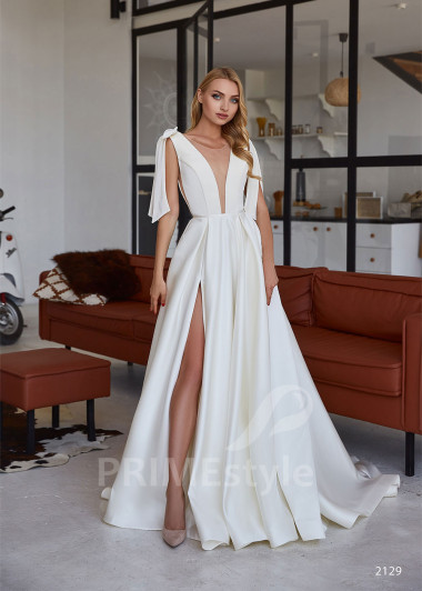 Saténové šaty na svadbu RC2129
