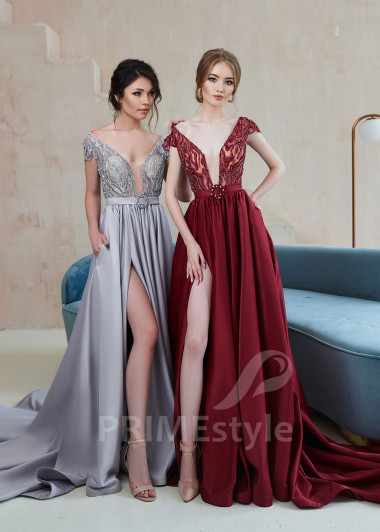 Saténove popolnočné šaty RS621 - primestyle.sk