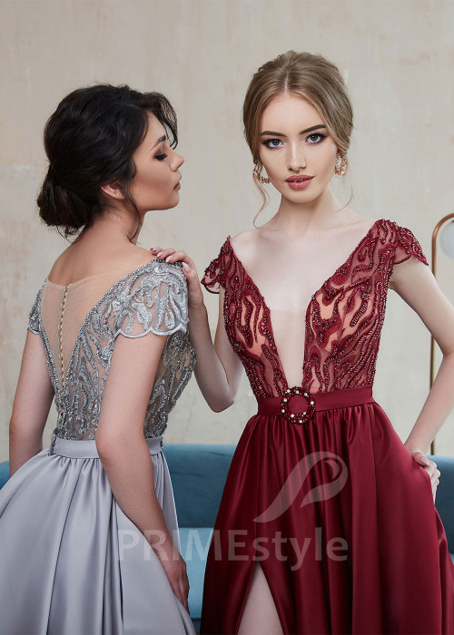 Saténove popolnočné šaty RS621