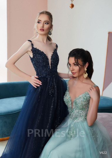 Jednoduché šaty na stužkovú RS622 - primestyle.sk