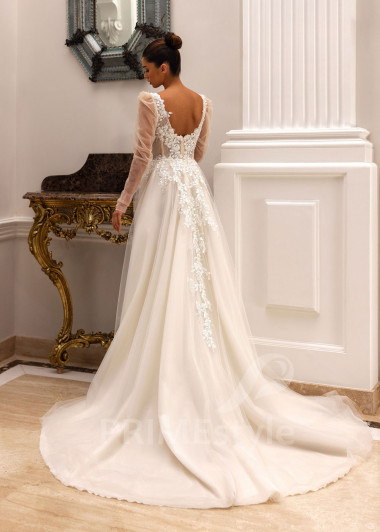 Extravagantné čipkované svadobné šaty Cynthia - primestyle.sk