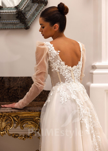 Extravagantné čipkované svadobné šaty Cynthia - primestyle.sk