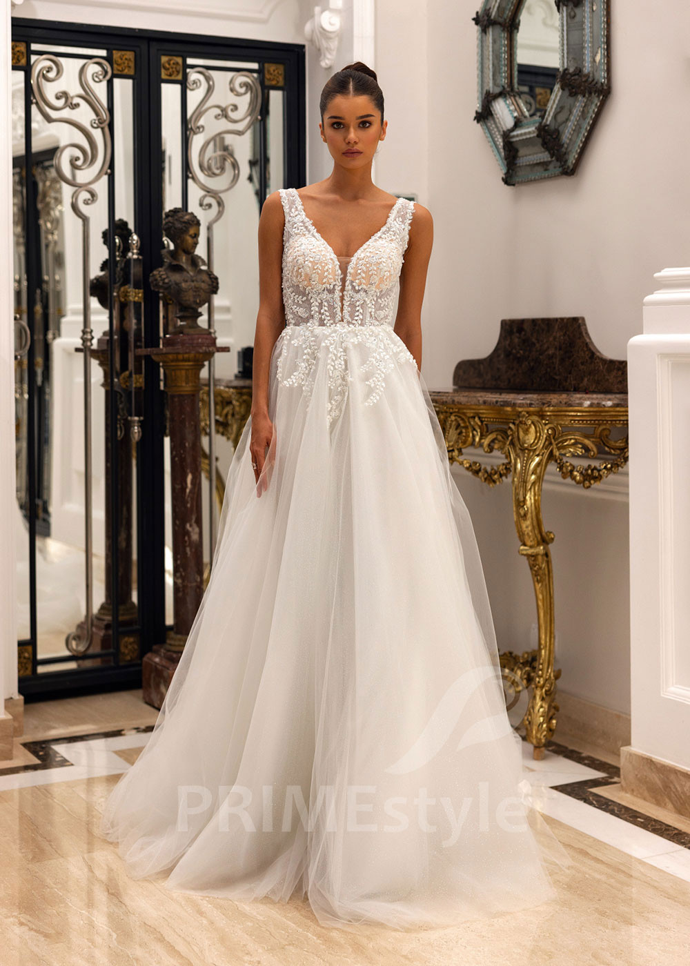 Elegantné čipkované svadobné šaty Dora