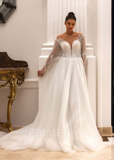 Extravagantné trblietavé svadobné šaty Elizabeth