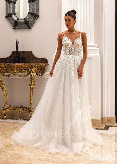 Elegantné svadobné šaty na ramienka Erwin