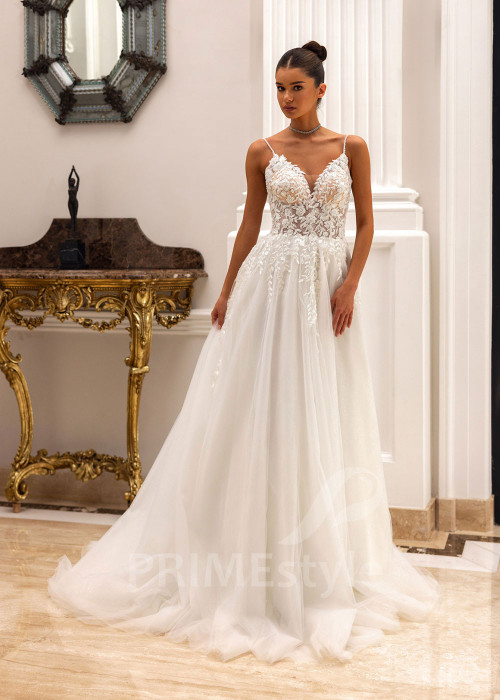 Elegantné svadobné šaty na ramienka Erwin