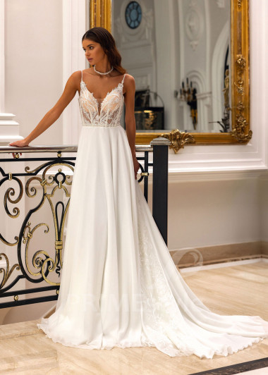 Elegantné svadobné šaty na ramienka Lora