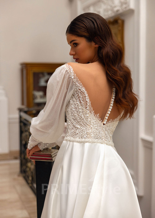 Extravagantné trblietavé svadobné šaty Nancy