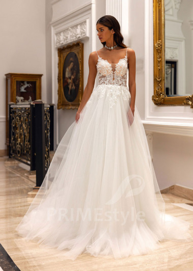 Elegantné svadobné šaty na ramienka Sheila