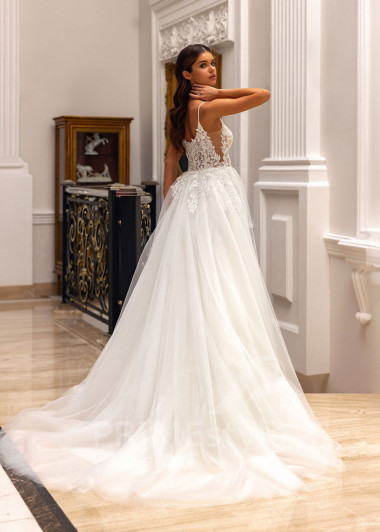 Elegantné svadobné šaty na ramienka Sheila - primestyle.sk