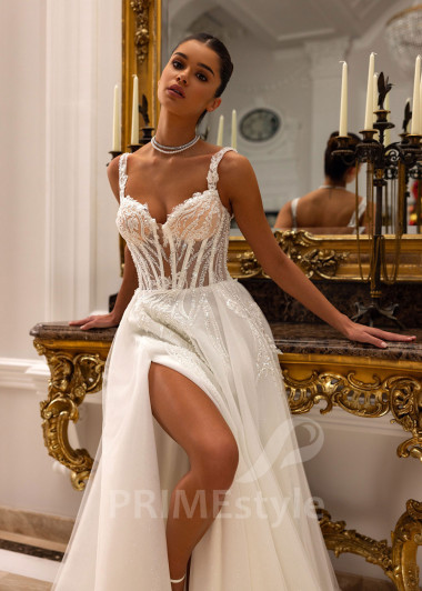 Extravagantné čipkované svadobné šaty Skylar - primestyle.sk