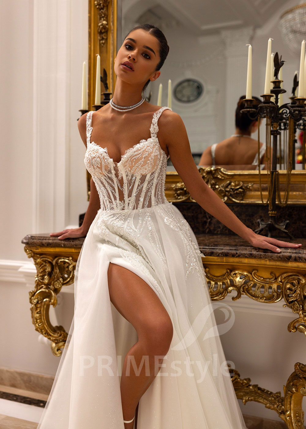 Extravagantné čipkované svadobné šaty Skylar