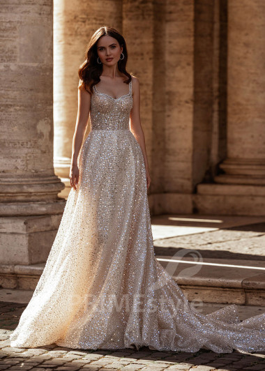 Luxusné trblietavé svadobné šaty RS852