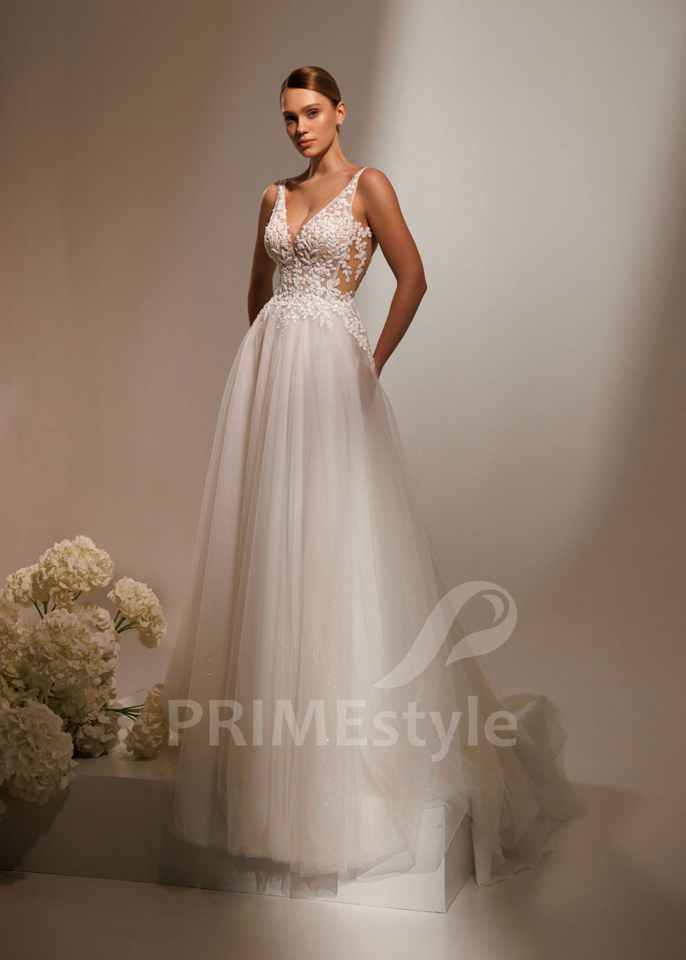 Tylové svadobné šaty Hana s trblietavou sukňou a čipkovým živôtikom