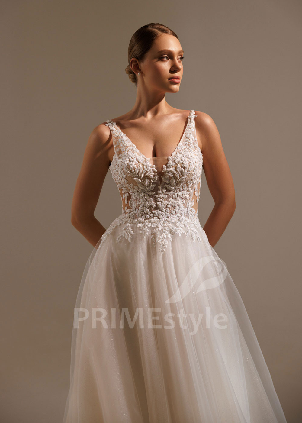 Tylové svadobné šaty Hana s trblietavou sukňou a čipkovým živôtikom