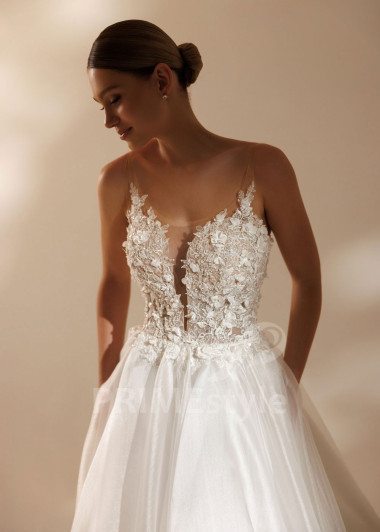 Tylové svadobné šaty Heiley s 3D čipkou | PRIMESTYLE.SK