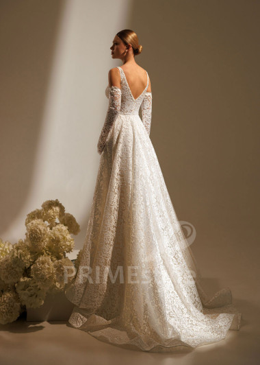 Celočipkované svadobné šaty Louise s dlhými rukávmi | PRIMESTYLE.SK