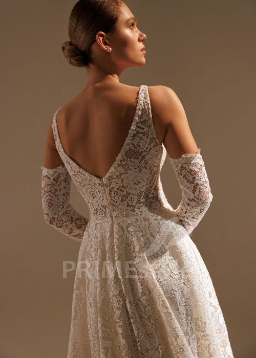 Celočipkované svadobné šaty Louise s dlhými rukávmi