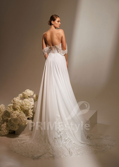 Svadobné šaty Magnolia so spadnutými ramienkami a čipkou | PRIMESTYLE.SK