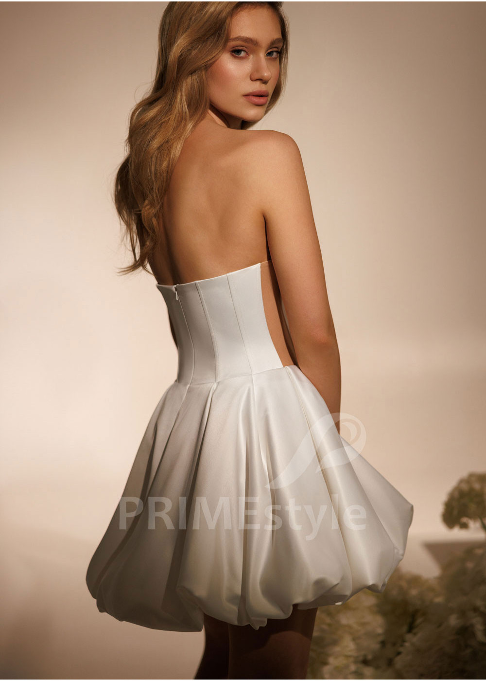 Krátke svadobné šaty Mia s korzetovým živôtikom