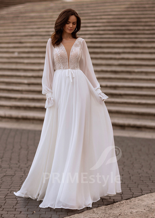 Elegantné šifónové svadobné šaty RS857