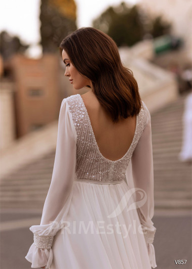 Elegantné šifónové svadobné šaty RS857 - primestyle.sk