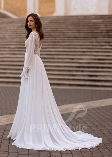 Elegantné šifónové svadobné šaty RS857 - primestyle.sk