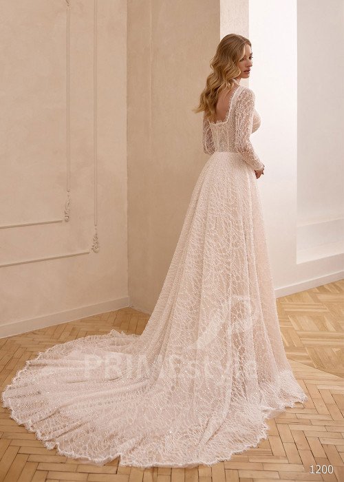 Celočipkované svadobné šaty VS1200 s dlhým rukávom