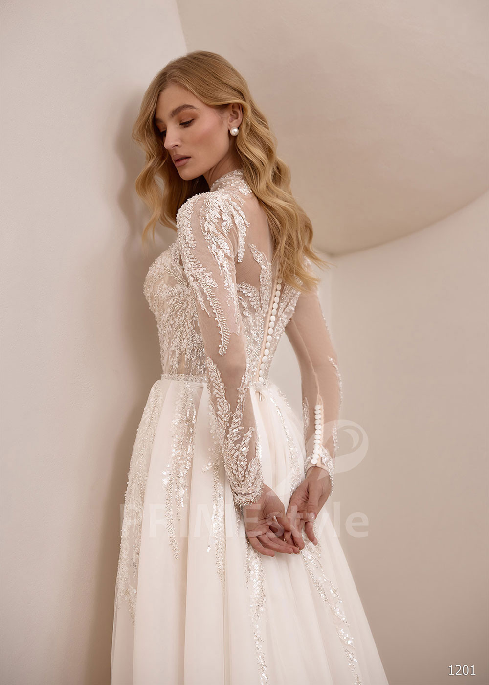 Celočipkované svadobné šaty VS1201 s odopínateľnou vlečkou