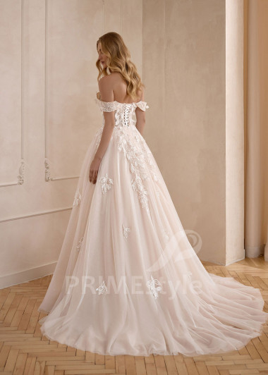Tylové svadobné šaty VS1202 so spadnutými ramienkami | PRIMESTYLE.SK
