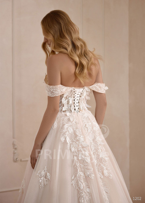 Tylové svadobné šaty VS1202 so spadnutými ramienkami