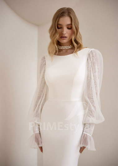 Jednoduché svadobné šaty VS1203 s balónovým rukávom | PRIMESTYLE.SK