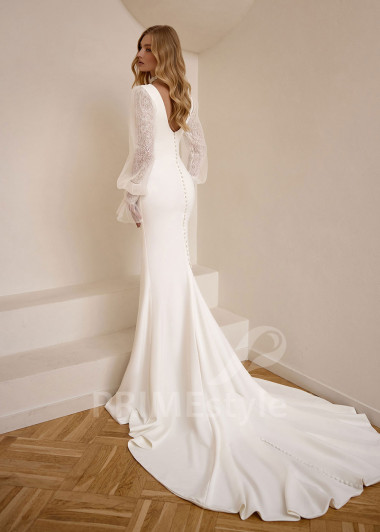 Jednoduché svadobné šaty VS1203 s balónovým rukávom | PRIMESTYLE.SK