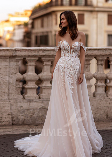 Luxusné kvetované svadobné šaty RS858 - primestyle.sk