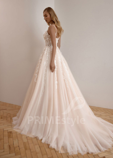 Čipkované svadobné šaty VS1205 s tenkými ramienkami | PRIMESTYLE.SK